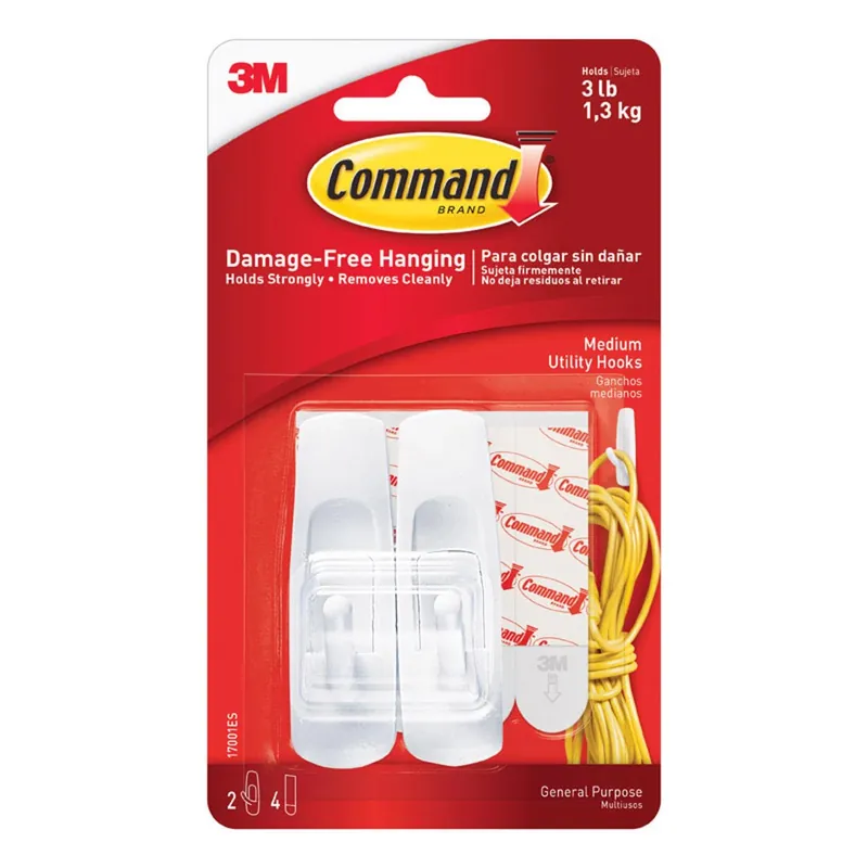 Command Medium Plastic Hook 3.875 In. L 2 Pk