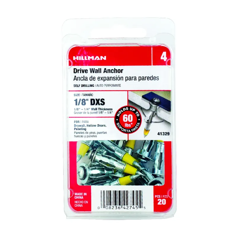 1/8 In. D X 1.45 In. L Steel Pan Head Drive Wall Anchors 20 Pk