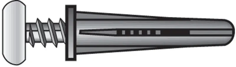 .190 In. D X 1 In. L Plastic Flat Head Conical Anchor 4 Pk