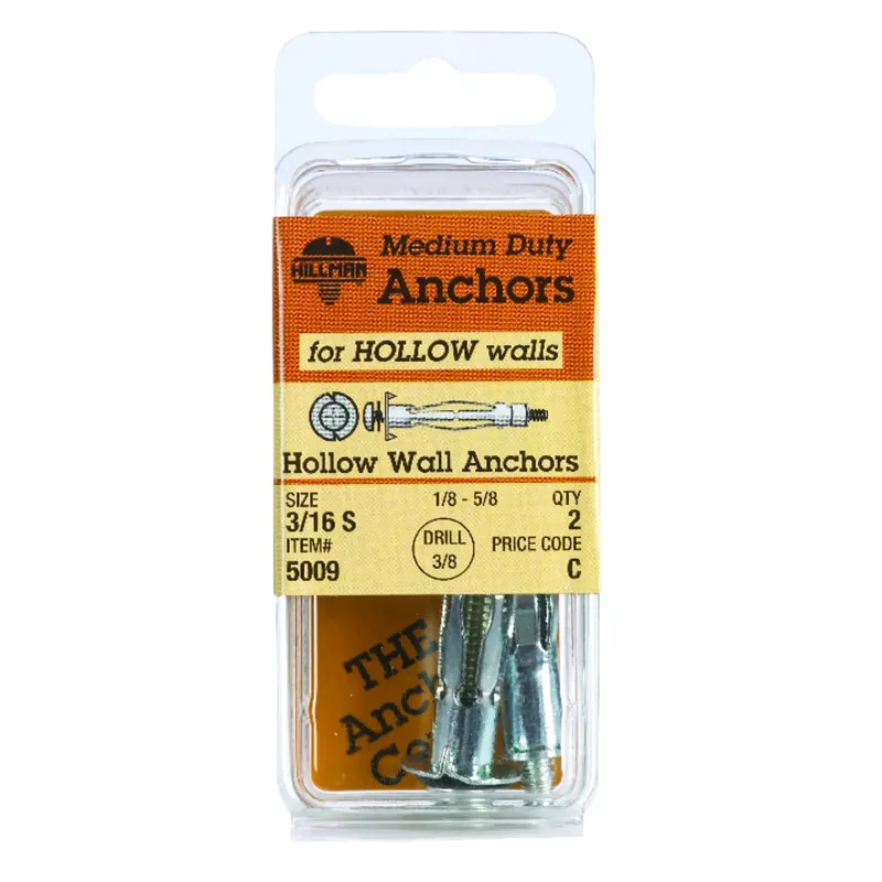 3/16 In. D X 2 1/4 In. L Steel Pan Head Hollow Wall Anchors 2 Pk