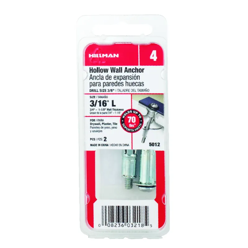 3/16 In. D X 2-3/4 In. L Steel Pan Head Hollow Wall Anchors 2 Pk