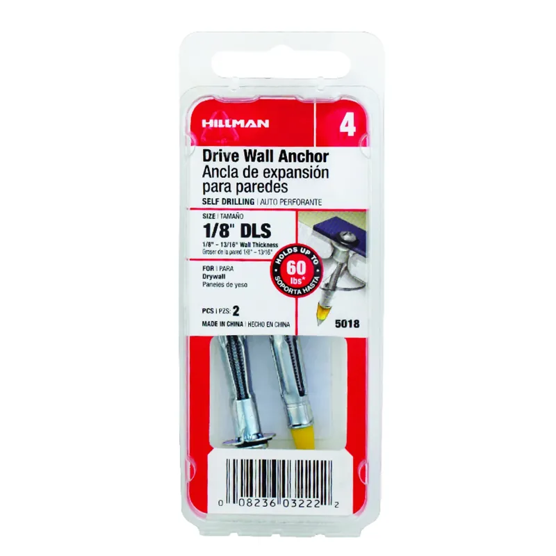 1/8 In. D X 1/8 Ls In. L Steel Pan Head Drive Wall Anchors 2 Pk