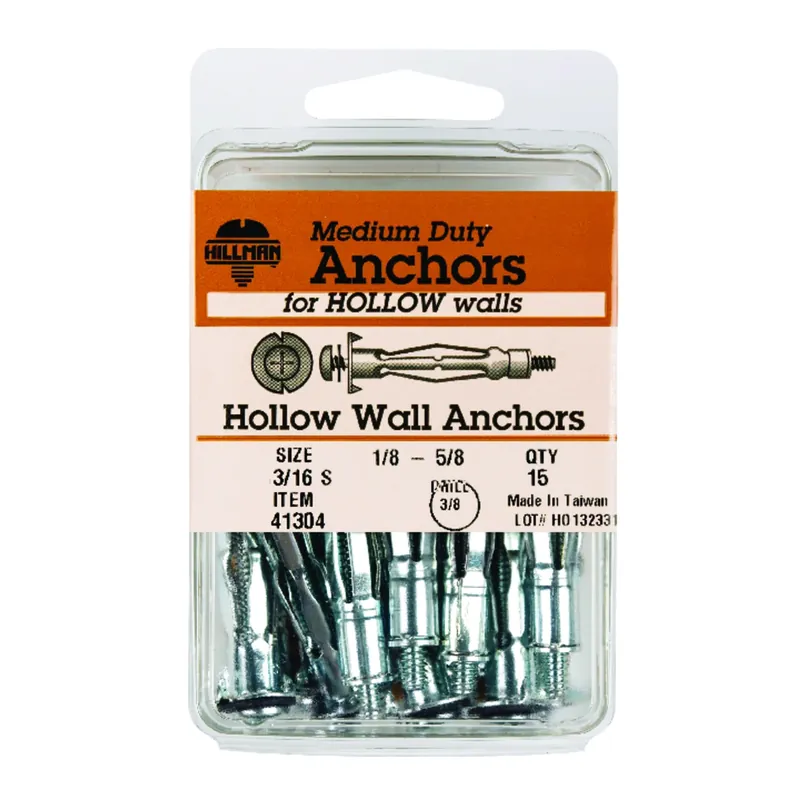 3/16 In. D X 3/16 Short In. L Metal Pan Head Hollow Wall Anchors 15 Pc