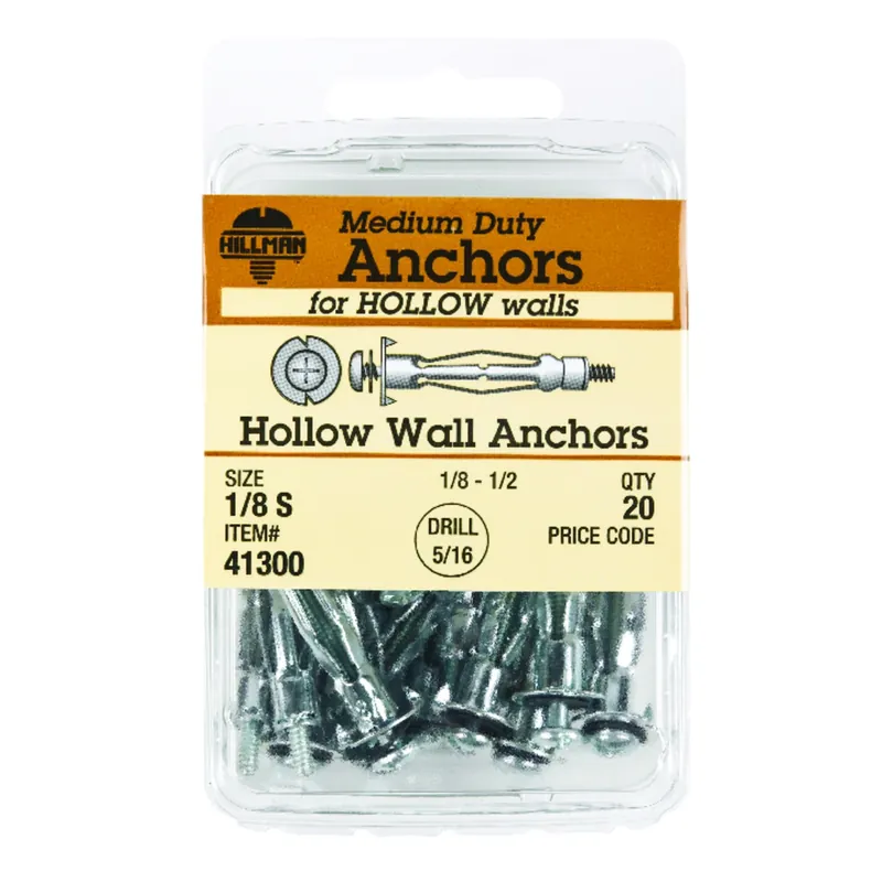 1/8 In. D X 1/8 Short In. L Metal Pan Head Hollow Wall Anchors 20 Pc