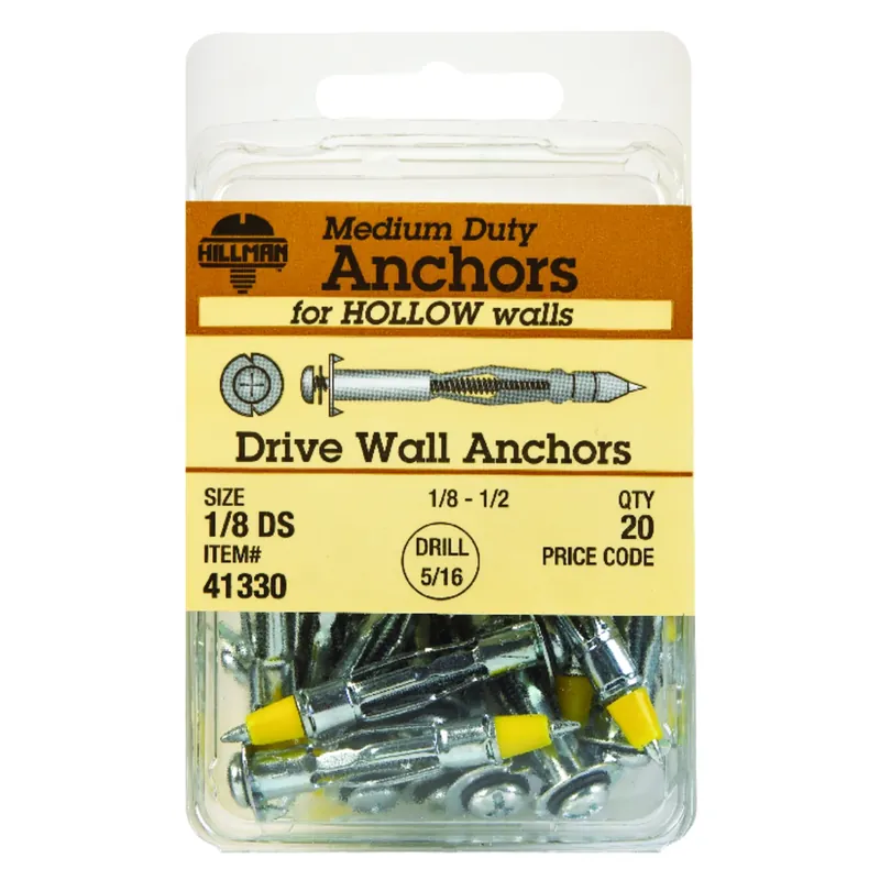 1/8 In. D X 1/8 Short In. L Steel Pan Head Drive Wall Anchors 20 Pc