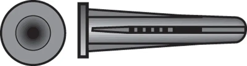 0.4 In. D X 1 In. L Plastic Flat Head Conical Anchor 25 Pk