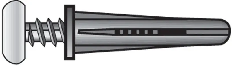 .190 In. D X 1 In. L Plastic Flat Head Conical Anchor 4 Pk