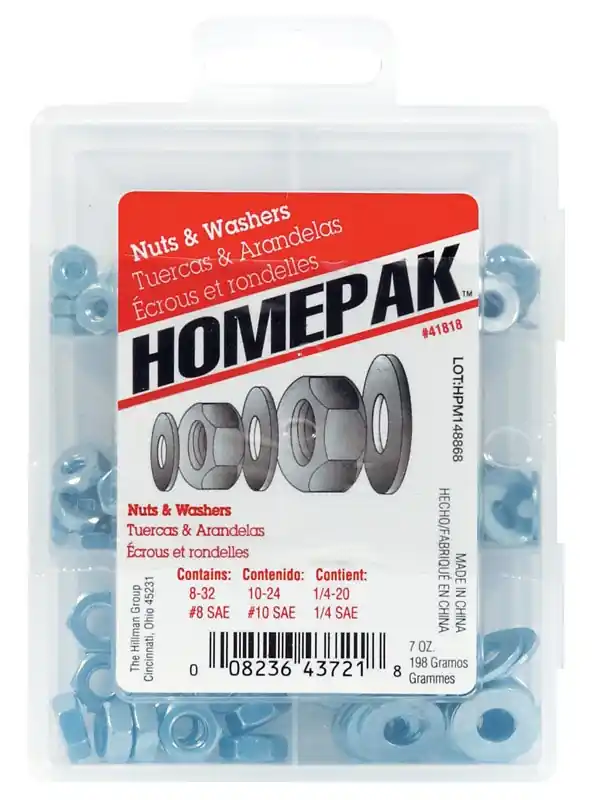 Zinc-plated Steel Various Sizes Nut And Washer Kit 6 Pk