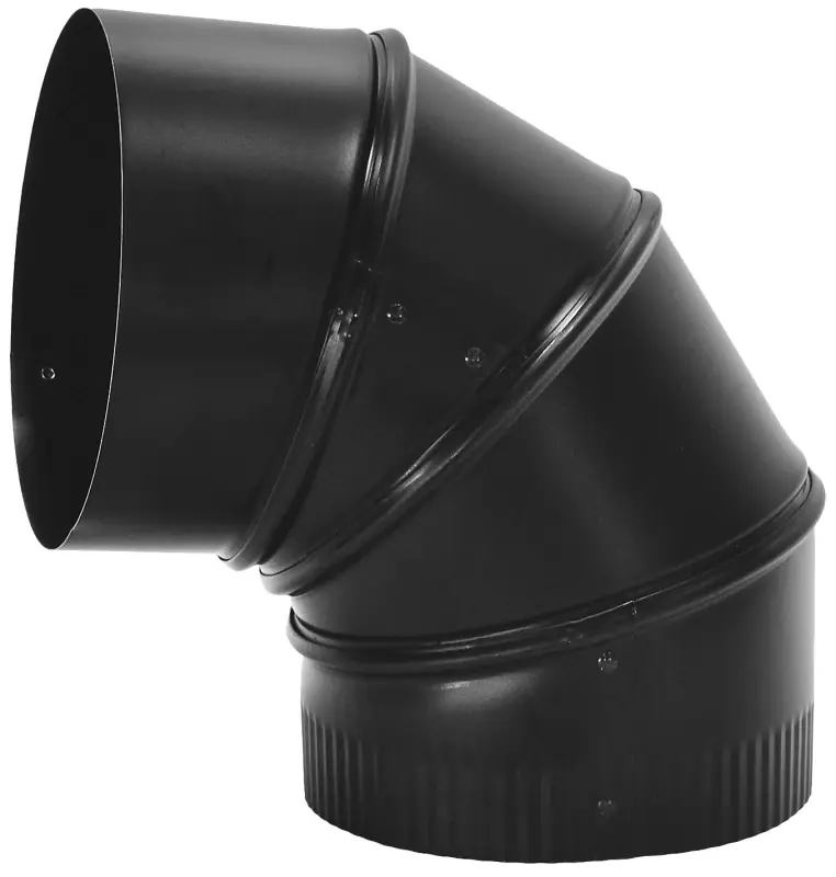 Adjustable Stove-pipe Elbow, Black, 24 Gauge, 5 In.