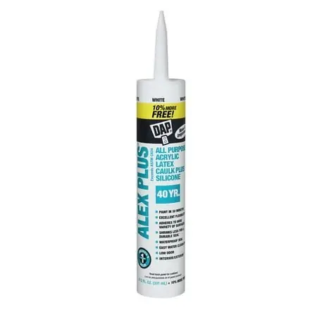 Alex Plus Acrylic Latex Caulk Silicone 10% More Free, White, 2 Fluid Ounces