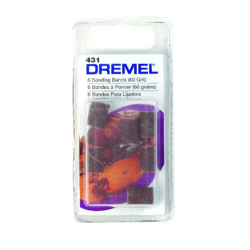 0.3 In. D X 1/4 In. L Emery Drum Sander Bands 60 Grit Coarse 6 Pk