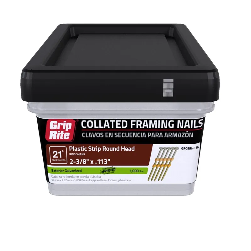 Grip-rite 2-3/8 In. L X 12 Ga. Plastic Strip Hot-dip Galvanized Framing Nails 21 Deg 1000 Pk