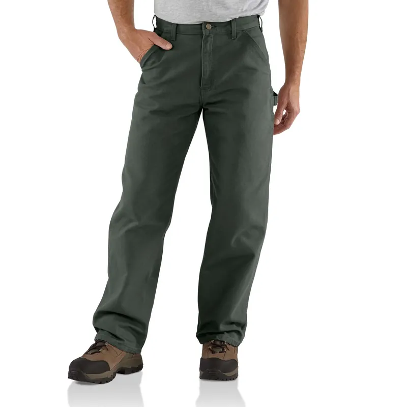 Men‘s Loose Fit Washed Duck Utility Work Pant, Moss, Size W38