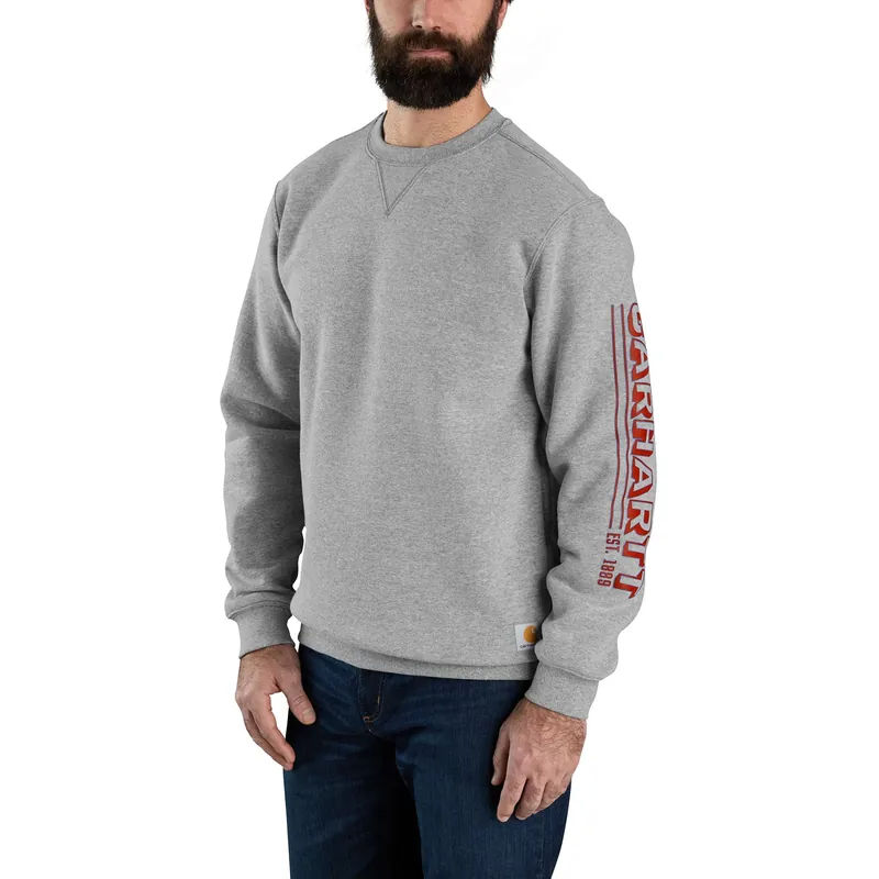 Loose Fit Midweight Crewneck Graphic Sweatshirt For Men - Heather Grey, 2xl