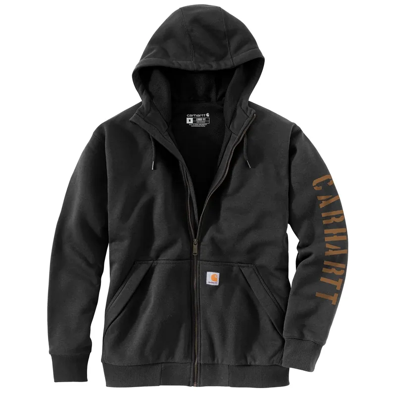 Rain Defender Loose Fit Fleece-lined Graphic Sweatshirt For Men - Black, Xl