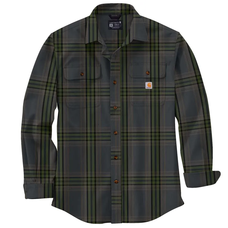 Men‘s Loose Fit Heavyweight Flannel Long-sleeve Plaid Shirt - Shadow Color, Size M