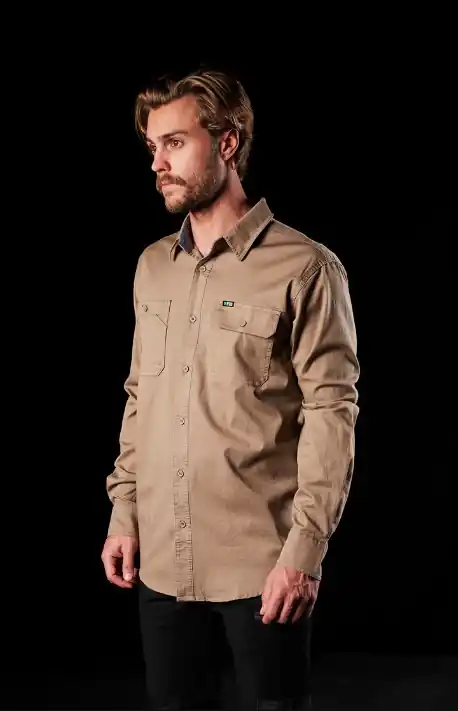 Lsh•1 Khaki Work Shirt, 2xl - 360-degree Stretch Cotton Twill