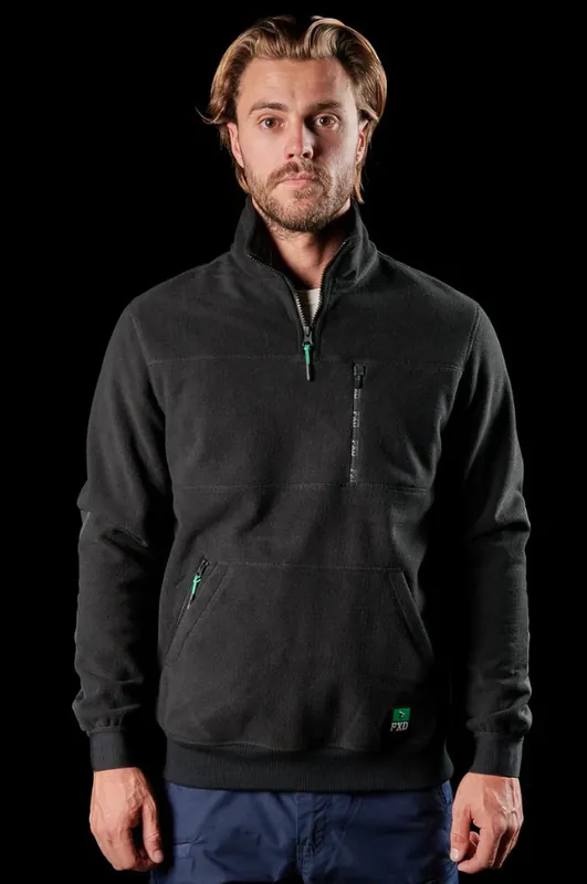 Wf•2 Bonded Membrane Fleece Quarter Zip, Black, 3xl - Windproof & Water-resistant