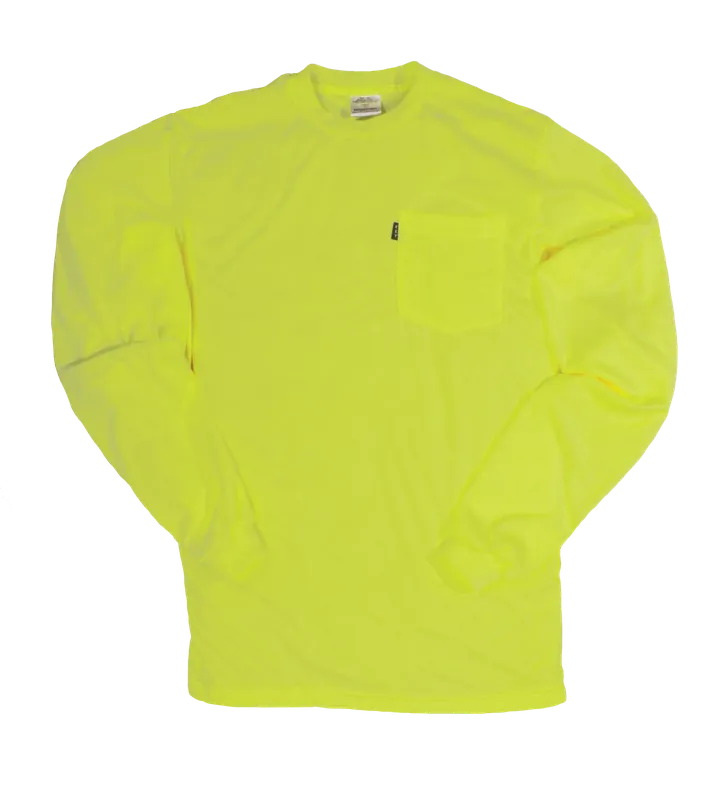Men‘s Long Sleeve Enhanced Visibility Waffle Knit Pocket T-shirt, Xx-large-regular