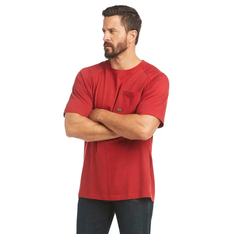 Men‘s Rebar Cotton Strong Short Sleeve T-shirt Red - 3x-large