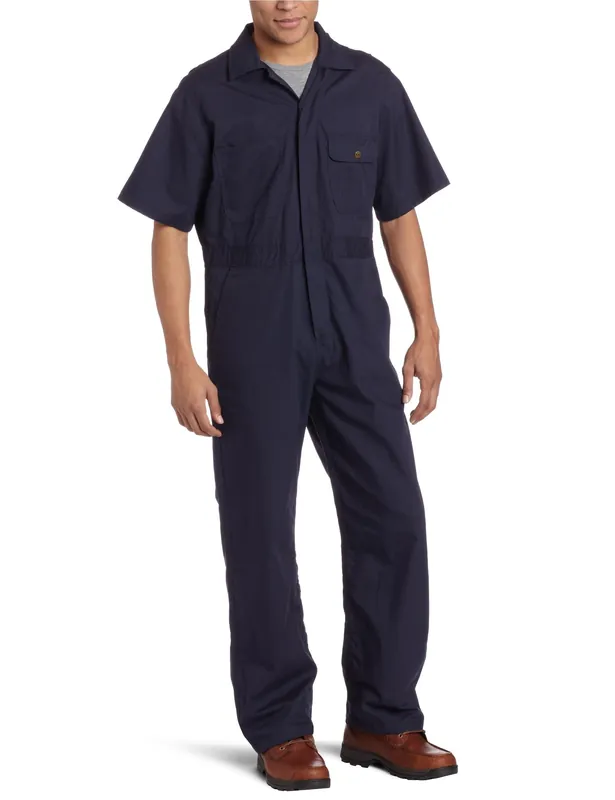 2xl Regular Unlined Poplin Short Sleeve Coverall In Navy