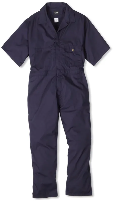 3xl Regular Unlined Poplin Short Sleeve Coverall In Navy