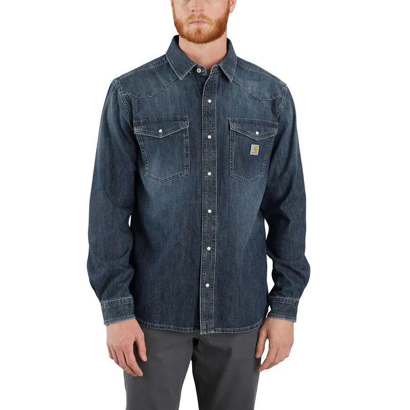 Tw6429 M Montana Relaxed Fit Medium Denim Long Sleeve Shirt