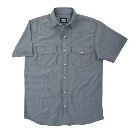 Chambray Short Sleeve Western Shirt For Men - Stylish And Comfortable