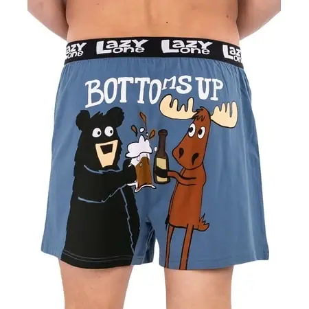 Lazyone Funny Animal Boxers Novelty Boxer Shorts X-large Beer Drinking Bear Moose