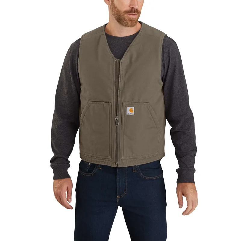 Men‘s Relaxed Fit Washed Duck Sherpa-lined Vest Xl Tall Driftwood