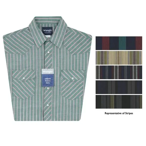 Men‘s Long Sleeve Woven Western Shirt - Classic Plaid & Stripe Styles