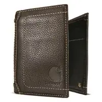 Milled Pebble Leather Trifold Wallet For Men - Brown