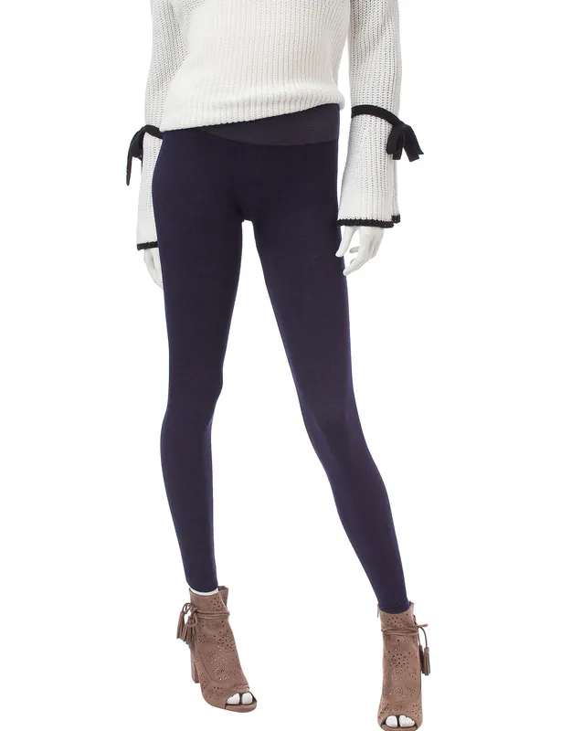 One 5 One Women‘s Denim Look Solid Leggings - Indigo - Size L/xl