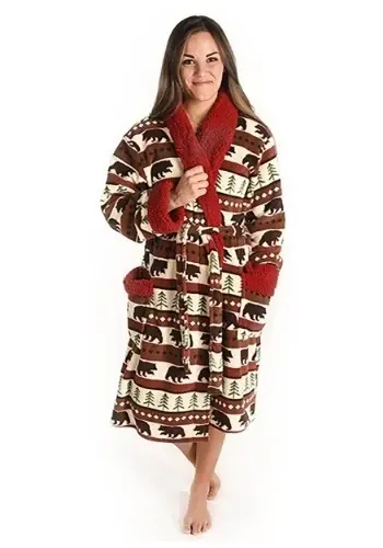 Adult Bear Fair Isle Bathrobe - Cozy And Stylish Design For Comfort