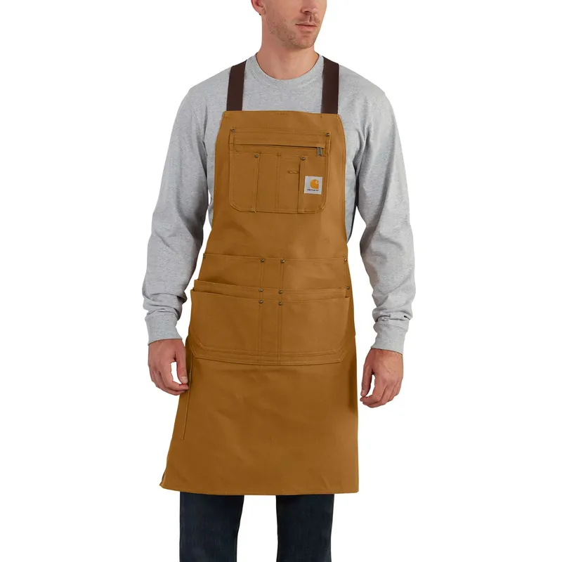 Firm Duck Apron - 12-ounce Cotton, Multiple Pockets, One Size, Carhartt Brown