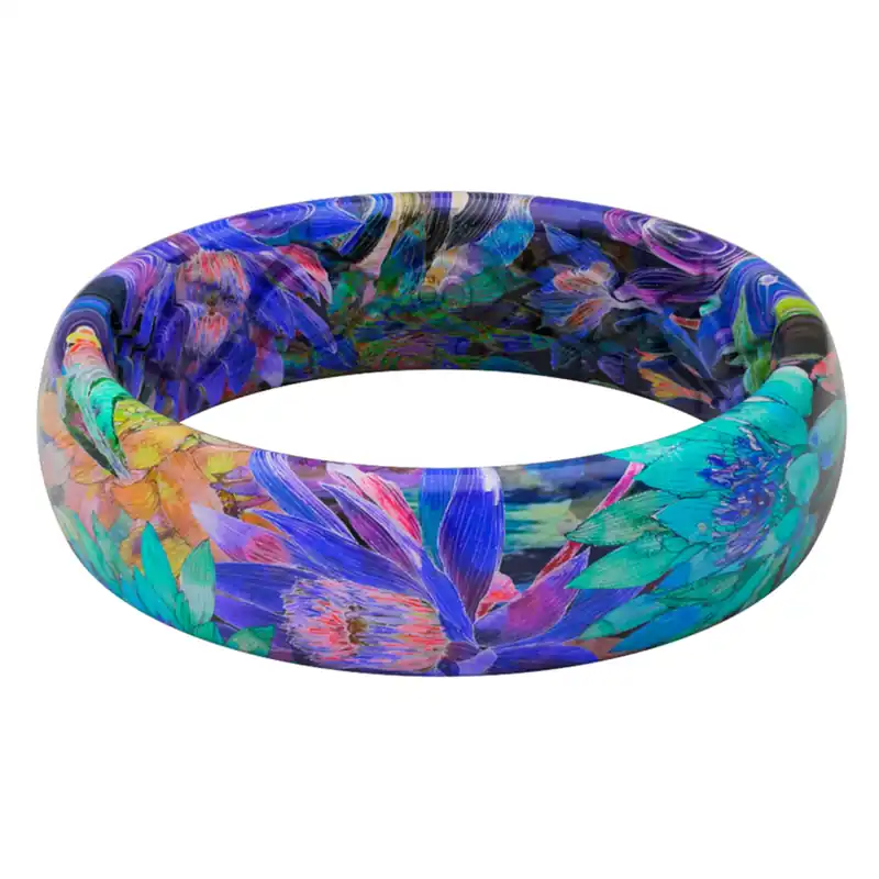 Women‘s Thin Aspire Twilight Blossom Round Multicolored Wedding Band R8-108-07