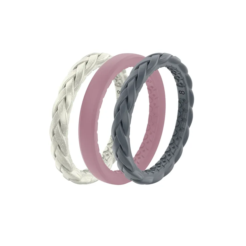 Serenity Unisex Round Assorted Stackable Rings Silicone Water Resistant Size 7