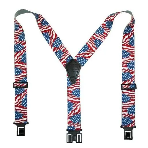 Suspenders 2" Regular Hook-on Belt Suspenders With American Flag Print