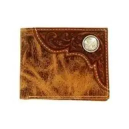 A3532408 Bi-fold Embossed Corner Overlay Wallet In Tan - One Size