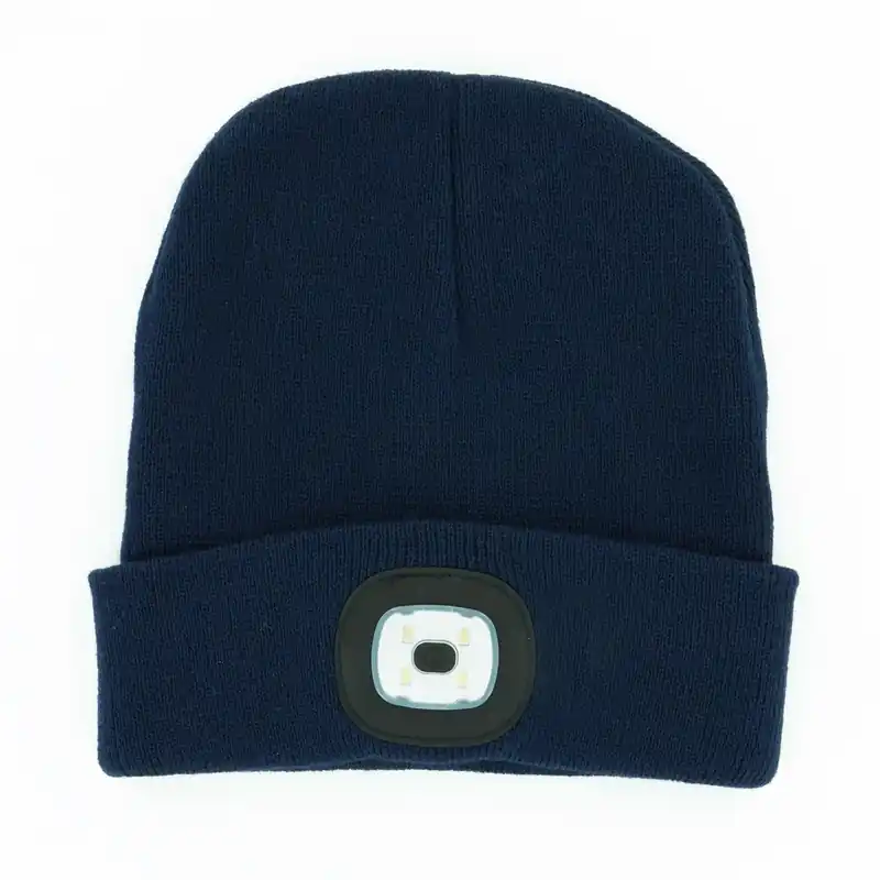 Led Rechargeable Beanie Hat With Lights - One Size Fits Most - Navy