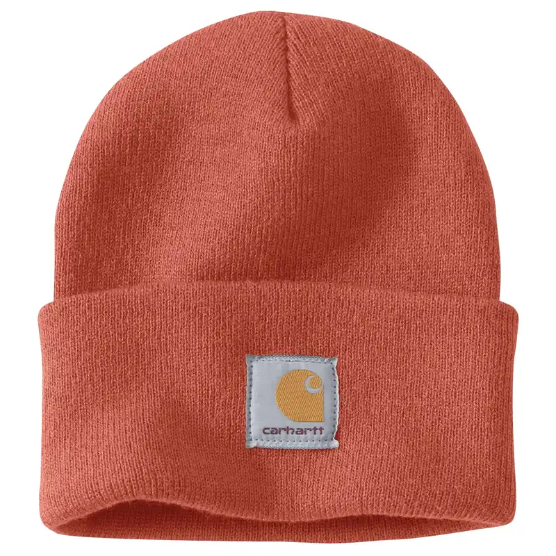 Men‘s Knit Cuffed Beanie - 100% Acrylic, Stretchable Rib-knit, Terracotta