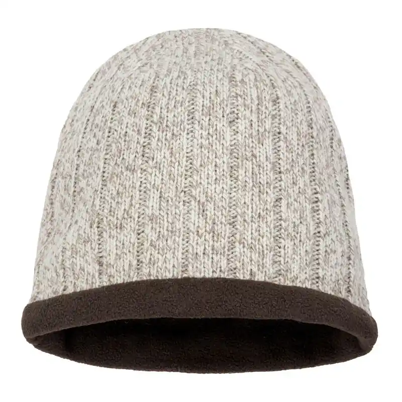 S Ribbed Fleece Lined Wool Beanie For Men - Oatmeal Color
