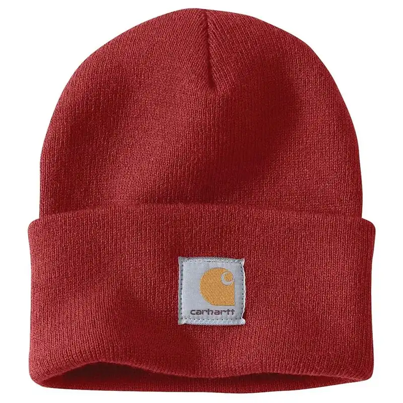 Knit Cuffed Beanie In Crabapple Color For Men