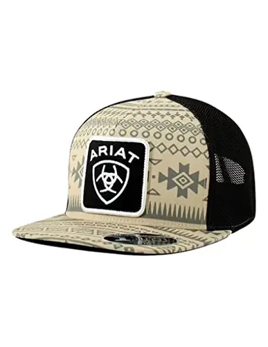 Men‘s Tan Aztec Logo Snapback Cap, One Size Adjustable