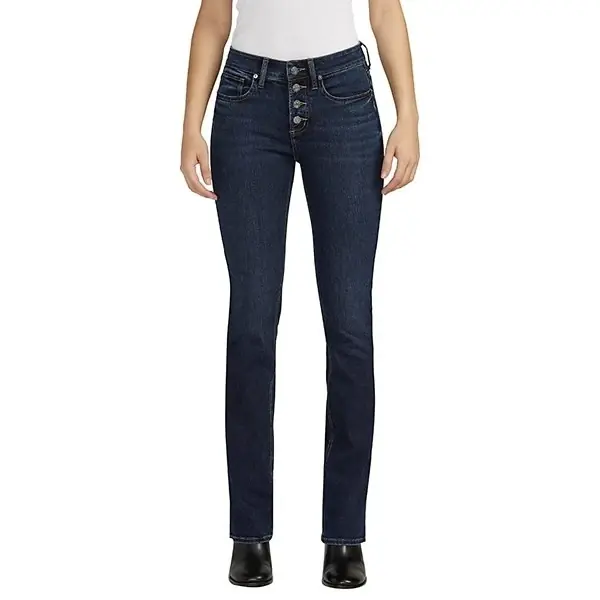 Women‘s Suki 3 Button Slim Fit Bootcut Jeans, Indigo, 34 X 31