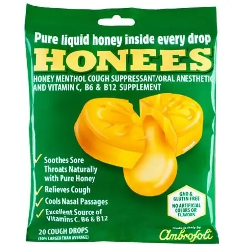 Cough Drops Honey Lemon 20 Count By Honees