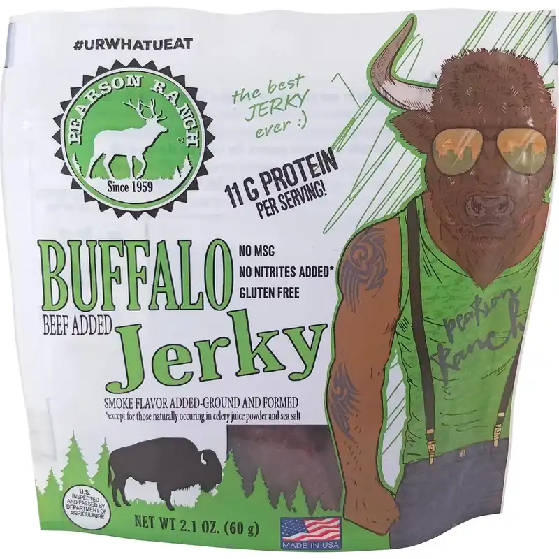 2.1 Oz. All-natural Buffalo Jerky - Tender, Protein-rich Snack