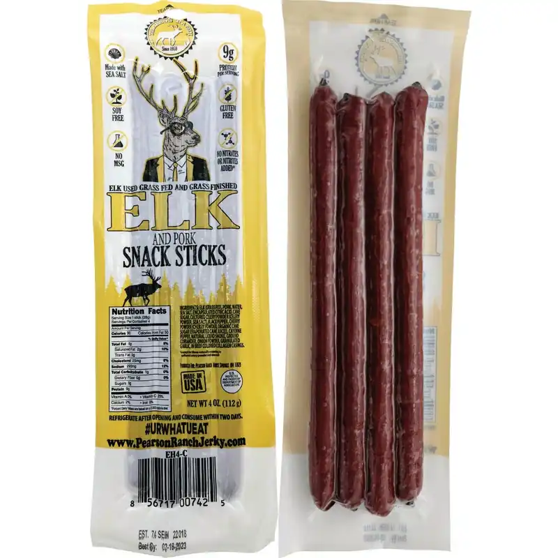 Hickory Smoked Elk Snack Sticks - 4 Oz.