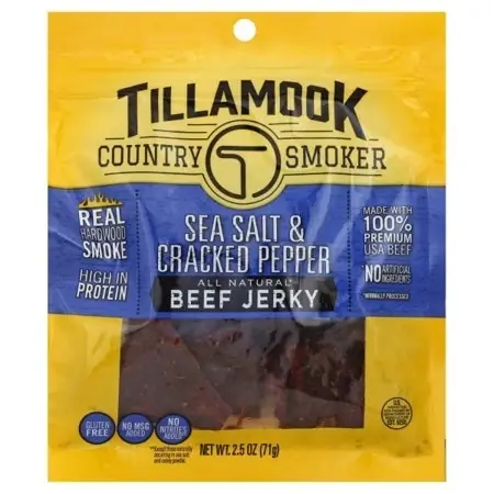 Tillamook 2.5 Ounce Salt And Pepper Beef Jerky - Savory Snack