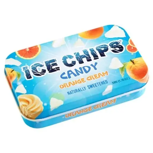 Ice Chips Hand Crafted Candy Tin - Orange Cream Flavor, 1.76 Ounces